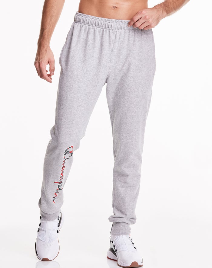 Champion Herre Joggingbukser Grå - Powerblend Fleece Liquid Filled Script - Danmark OKA-947815